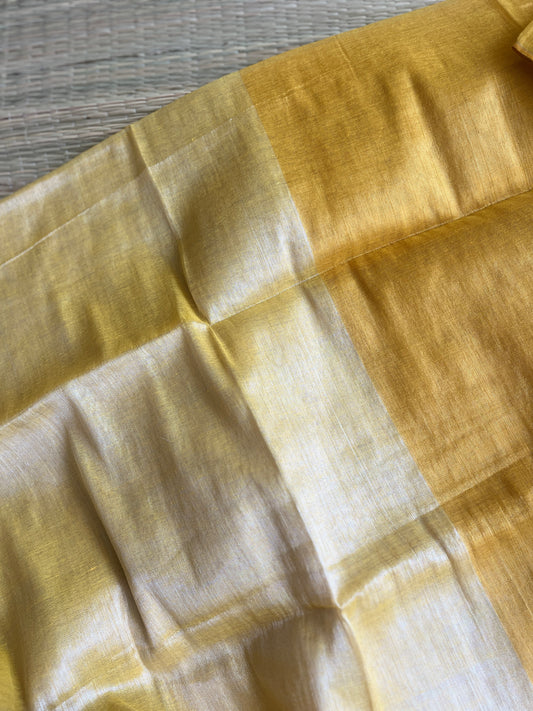 Maya - Double Shade Golden Tissue Half & Half Saree with Tassels
