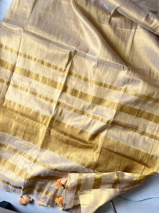 Swarna Golden Mul Tissue Saree
