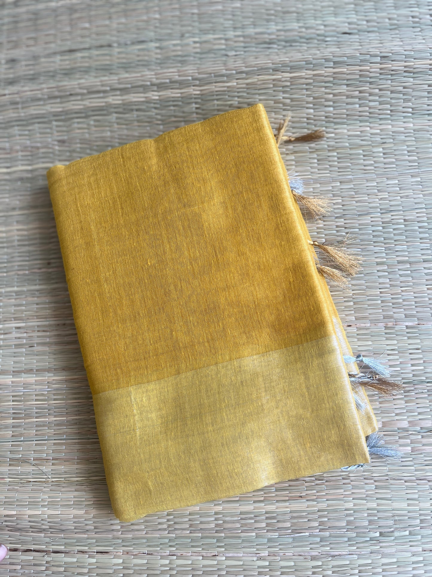Maya - Double Shade Golden Tissue Half & Half Saree with Tassels